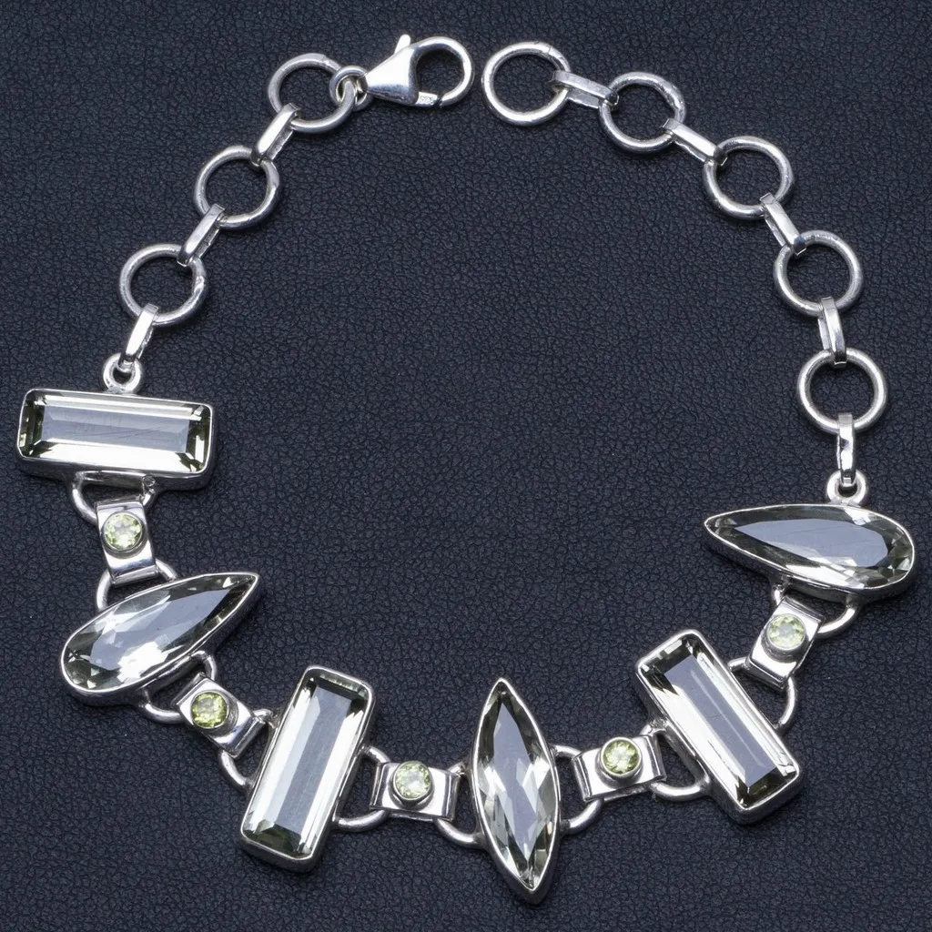 

Natural Citrine and Peridot 925 Sterling Silver Bracelet 6 1/4-7 3/4" P2214