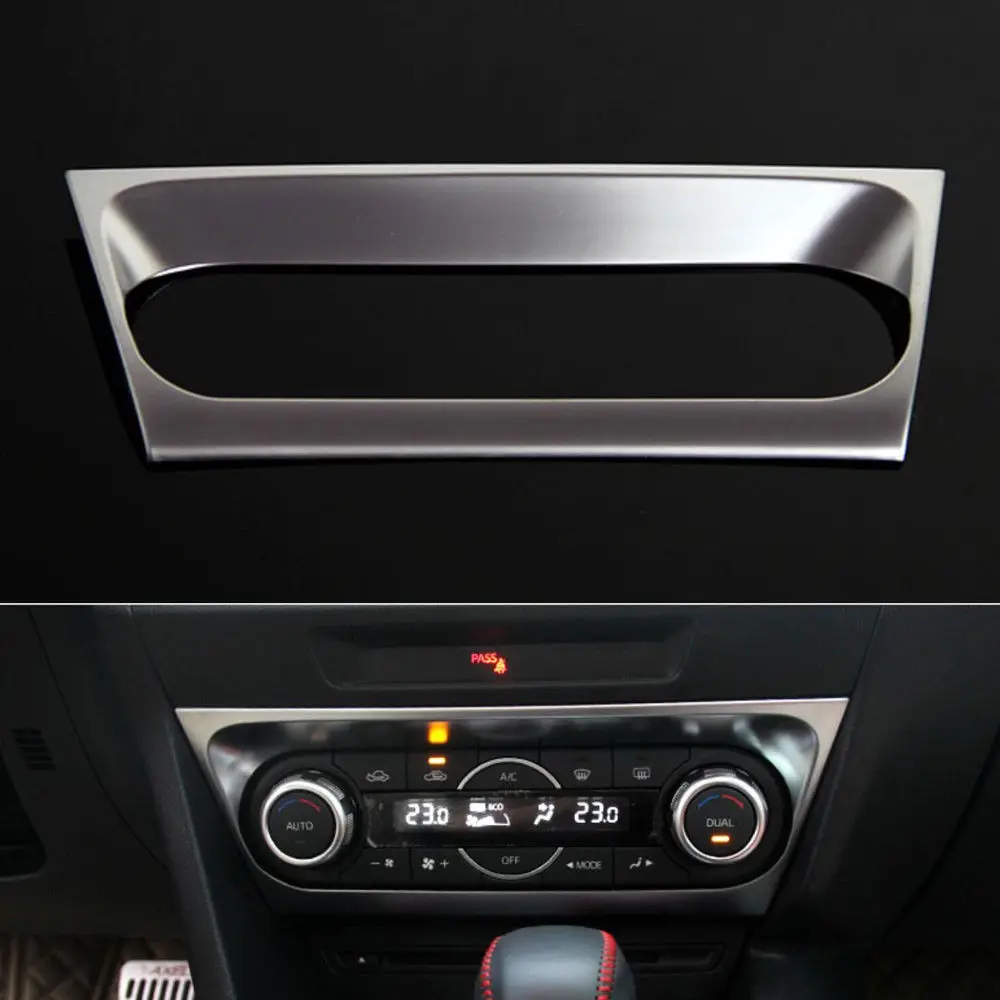 

Car Styling AC Air Condition Switch Button Panel Control Knob Cover Trim Sticker ABS Fit For Mazda 3 Axela 2014 2015 Accessories
