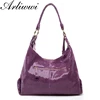 Arliwwi Brand Real Soft Suede Cow Leather Lady Crossbody Tassel Handbags shiny Snake Embossed shoulder Tote Bags For Women GY11 ► Photo 3/6