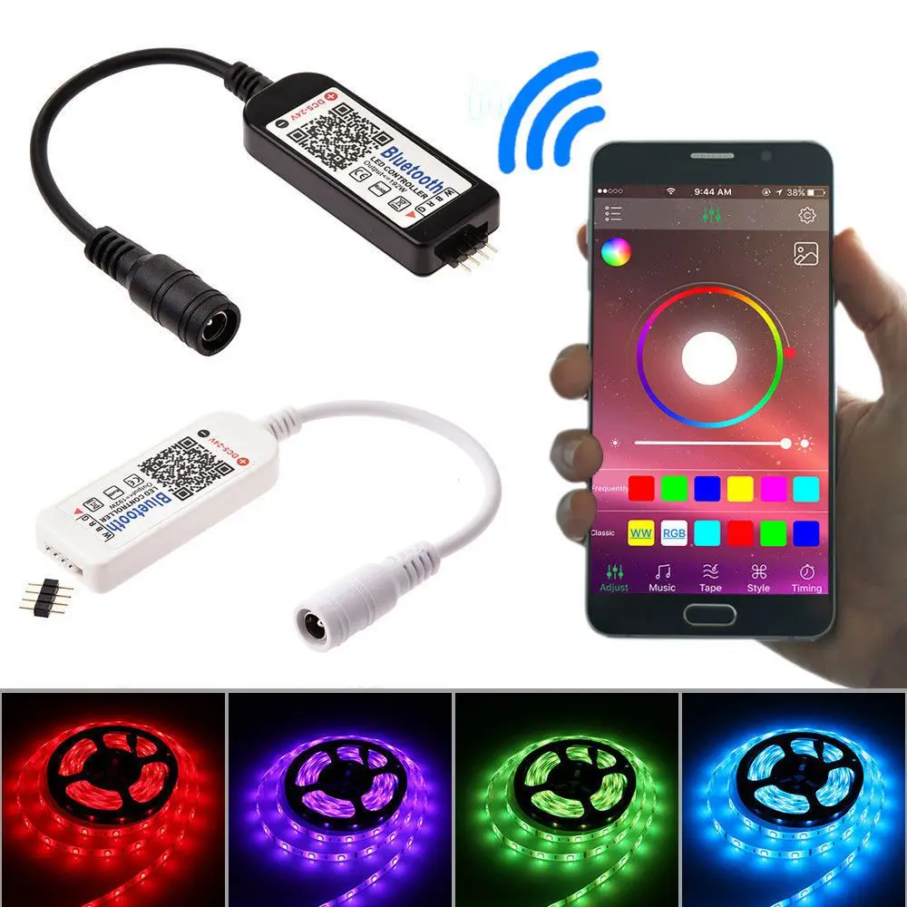 

1 Set Mini Bluetooth LED Controller and Remote PVC 4-Way 5-Pin Head (RGBW) For 5050 3528 RGB/RGBW LED Strip Light 30M MAX