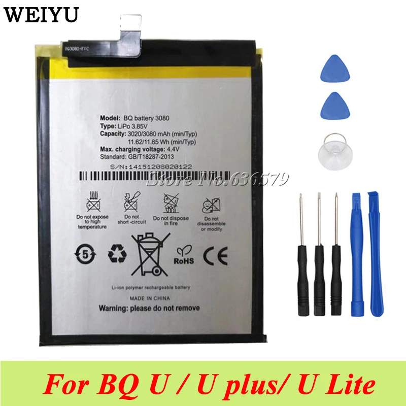 

For BQ Aquaris U / U plus/ U Lite Battery 3080mAh Batterie Bateria High Quality+Tools
