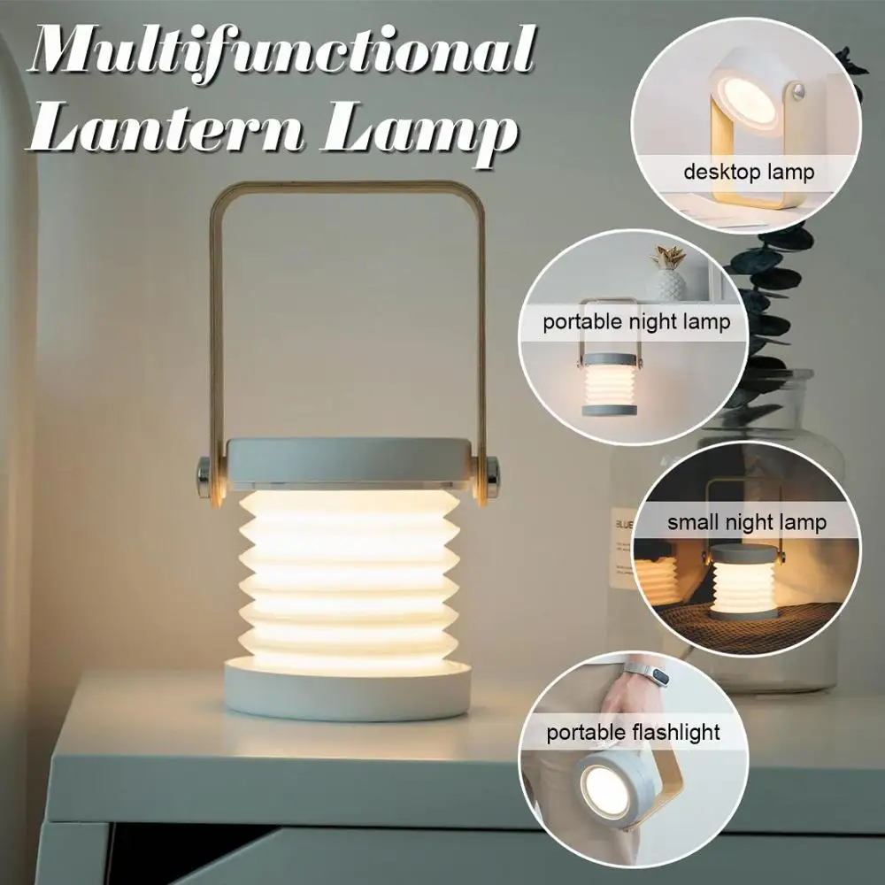 

LED Portable Lanterns Lamp Foldable USB Rechargeable Battery For Outdoor Camping Hiking Light Home Bedroom Reading Table lamp