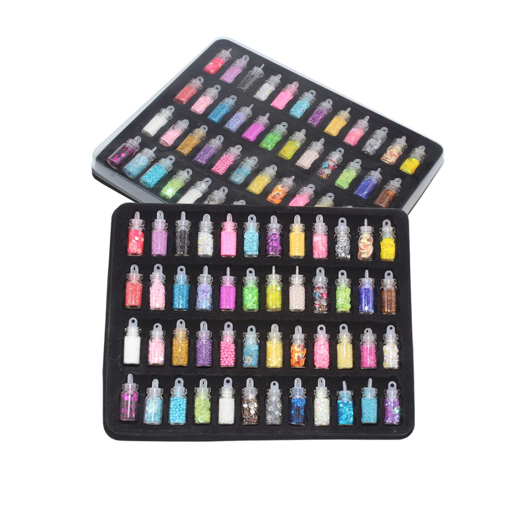 48 Bottles/Set Nail Art Decorations DIY 3D Crystal Nail Art Powder Sequins Glitter Manicure Tips Set Beauty Random Style