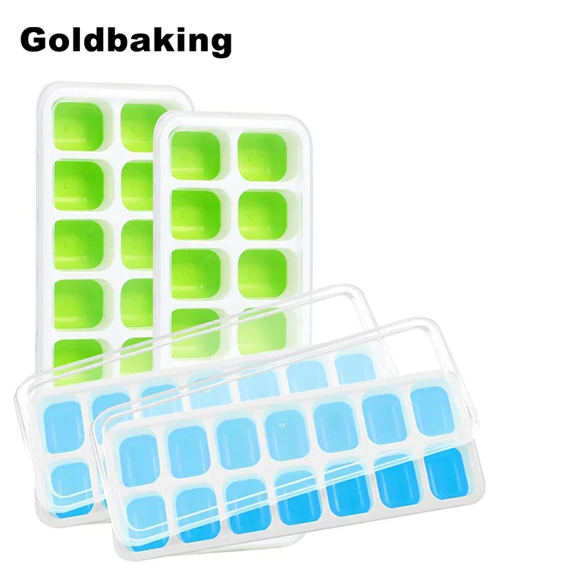 Goldbaking силиконовые лотки для кубиков льда 4 упаковки со съемные крышки кубики