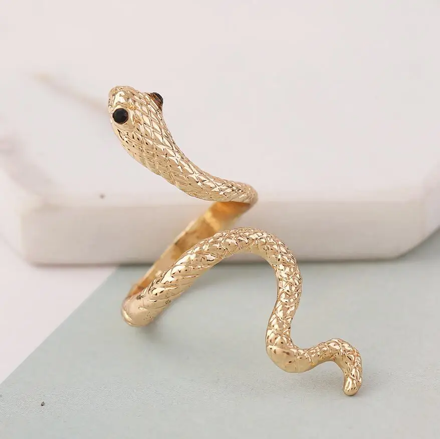 Модное индивидуальное кольцо унисекс змея из нержавеющей стали креативное простое кольцо для влюбленных золото и серебро змея регулируемое кольцо - Цвет основного камня: 1