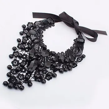 

Colier Gothic Female Jewelry Black Lace Necklaces & Pendants Short Choker Women Accessories False Collar Statement Necklace