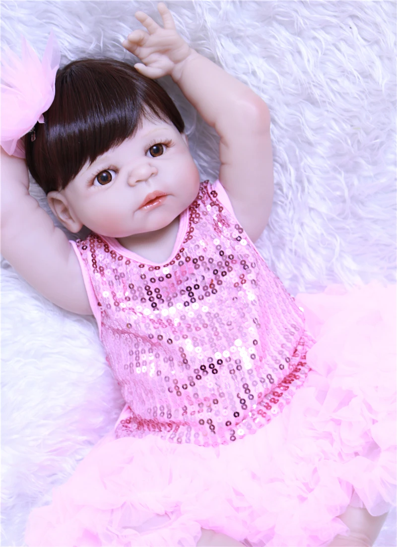 

23" 57cm Full silicone reborn baby doll newborn Girl bebe reborn menina bonecas children gift toy lol dolls reborn