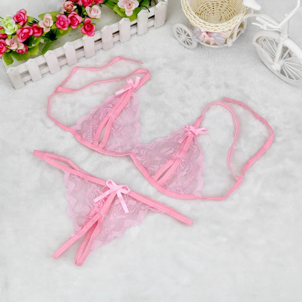 Hot micro bikini lenceria mujer open bra Women Lady Sexy Lingerie Lace Underwear Sleepwear G-string Lingerie jartiyer sexy set