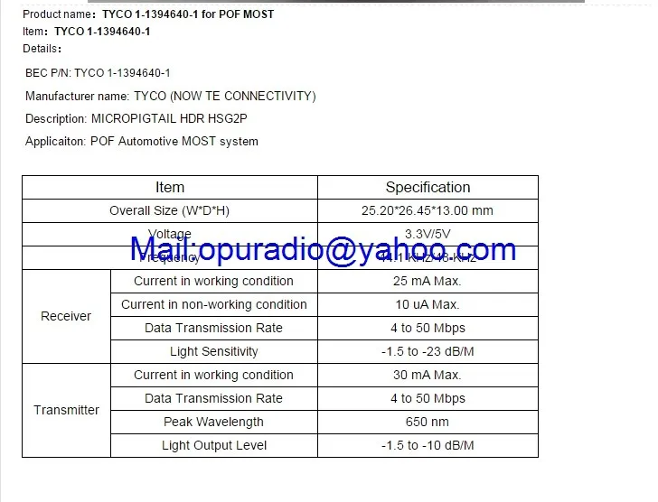 TYCO PBT GF-20 1-1394640-1 MOST optical fiber POF connector for VW Audi (6)