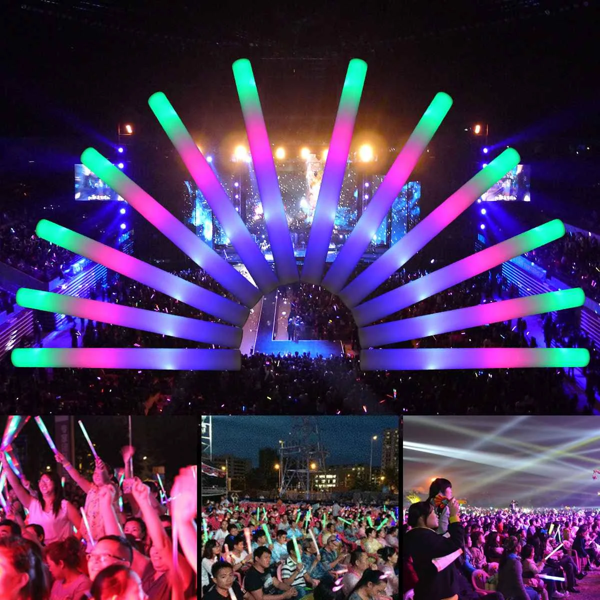 

30pcs Multi Color LED Foam Glow Stick Fluorescent Light Sticks For Concert Party Cheering Sticks LED Light for Children Day