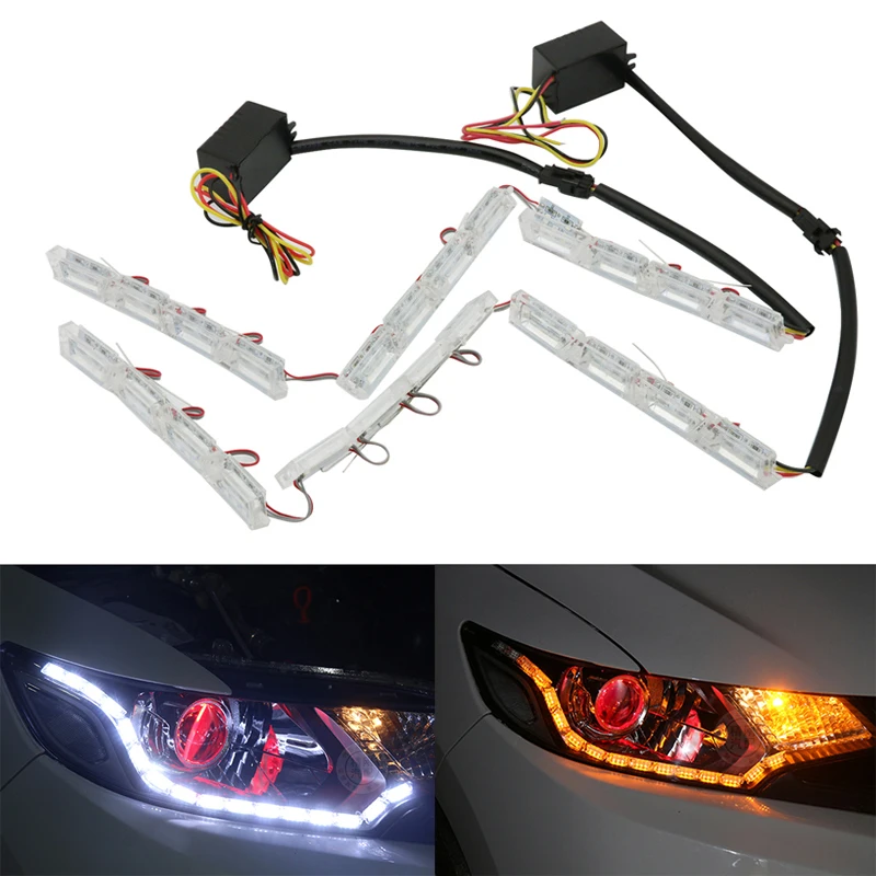 

2x Flexible LED Car Daytime Running Light DRL Turn Signal light For Ford Focus Fiesta Mondeo Fusion Ranger Kia Sportage Ceed Rio