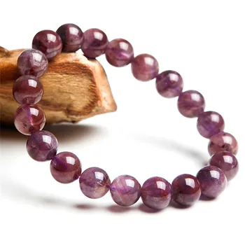 

9.5mm Genuine Natural Auralite 23 Stone Purple Red Crystal Quartz Round Bead Fashion Jewelry Bracelet