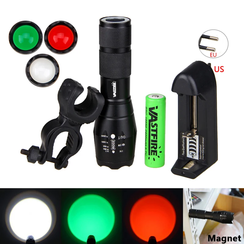 الأبيض الأخضر الأحمر زوومابلي التركيز 5000 التجويف التكتيكية مصباح يدوي XM-L T6 LED قابل للتعديل التركيز الشعلة مطاردة ضوء عالية الطاقة فانوس الأبيض الأخضر الأحمر زوومابلي التركيز 5000 التجويف التكتيكية مصباح يدوي XM-L T6 LED قابل للتعديل التركيز الشعلة مطاردة ضوء عالية الطاقة فانوس