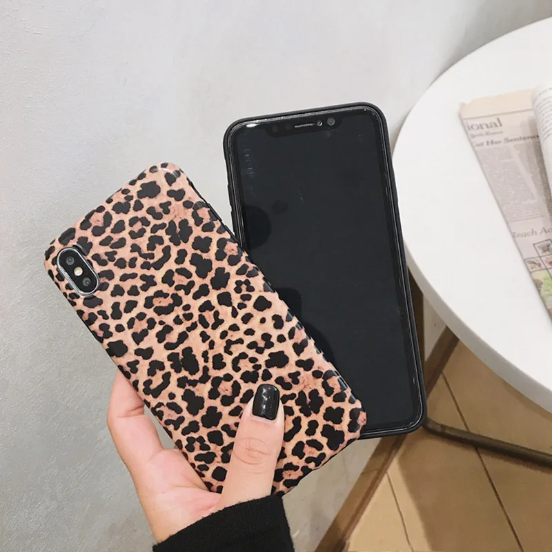Fashion Leopard print Phone Case For iphone XS Max XR X Case For iphone 6 6S 8 7 plus Back Cover Luxury Soft Cases Matte Capa