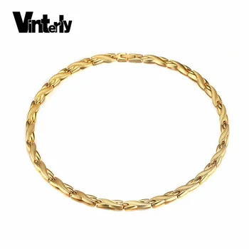 

Vinterly Chain Necklaces Gold-color Stainless Steel Health Energy Germanium Bio Magnetic Necklace for Women Men Jewelry