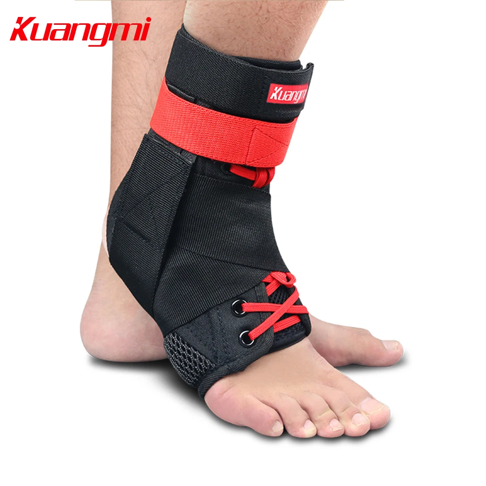 

KuangMi 2PC High Elastic Fitness Protection Ankle Pad Cycling Brace Support Adjustable Breathable Ankle Guard Bandage KMh802