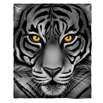 

White Tiger Face Fleece Throw Custom Soft Blanket King Animals Arts Design Hot Blanket Cover