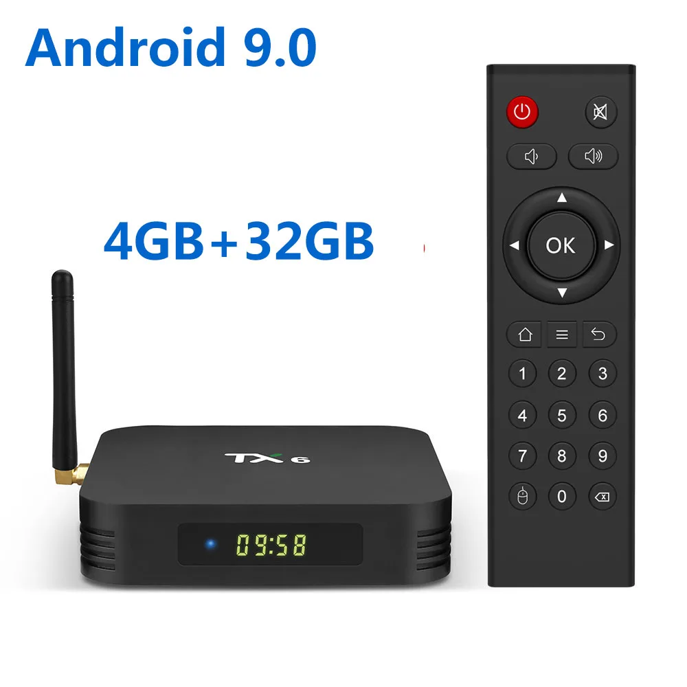 Tanix TX6 Smart tv BOX Android 9,0 четырехъядерный ARM Cortex-A53 USB3.0 4G+ 64G 2,4G/5G двойной wifi BT4.1 4K Neftflix Google телеприставка - Цвет: 4G 32G TV BOX