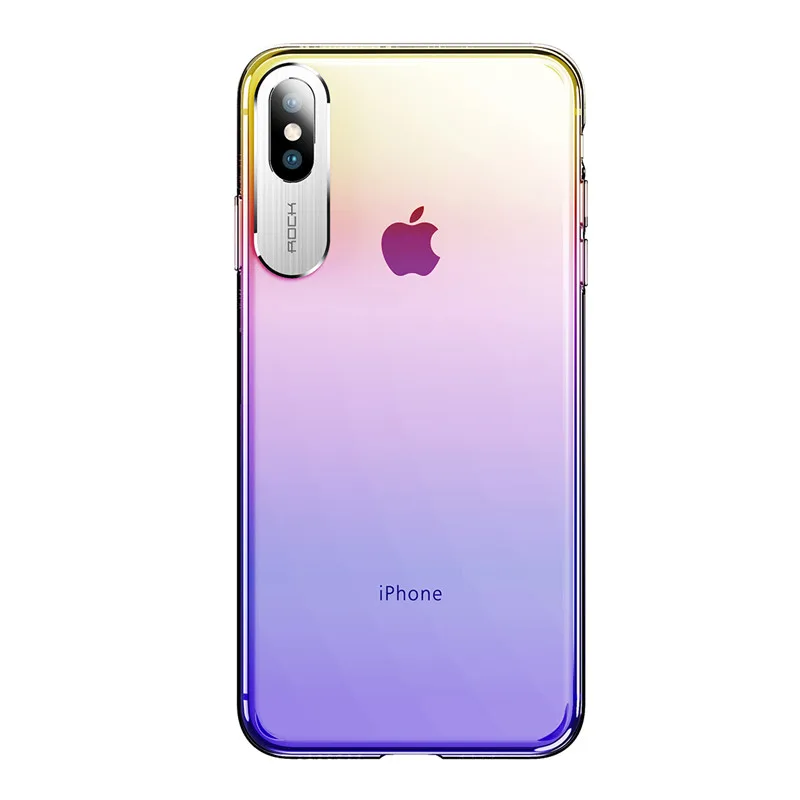 ROCK чехол для Apple iphone X XS Max, роскошный тонкий прозрачный защитный чехол для iphone XR, прозрачный чехол - Цвет: Purple