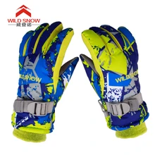 Дикие зимние детские лыжные перчатки Сноуборд перчатки мультфильм езда Зима Дети Девушки водонепроницаемые лыжные перчатки Новинка