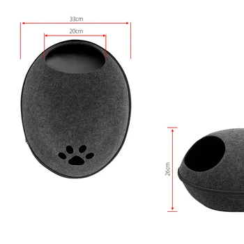 Detachable Cat Bed With Cushion Natural Felt Pet Cave Zipper Breathable Cat House Bed Cat Shelter Bed for Cats Pets Accessories 3