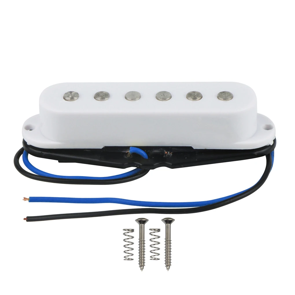 OriPure 1Pcs White Single Coil Guitar Pickup Bridge 52mm Ceramic Flat Fixed Pole Pieces