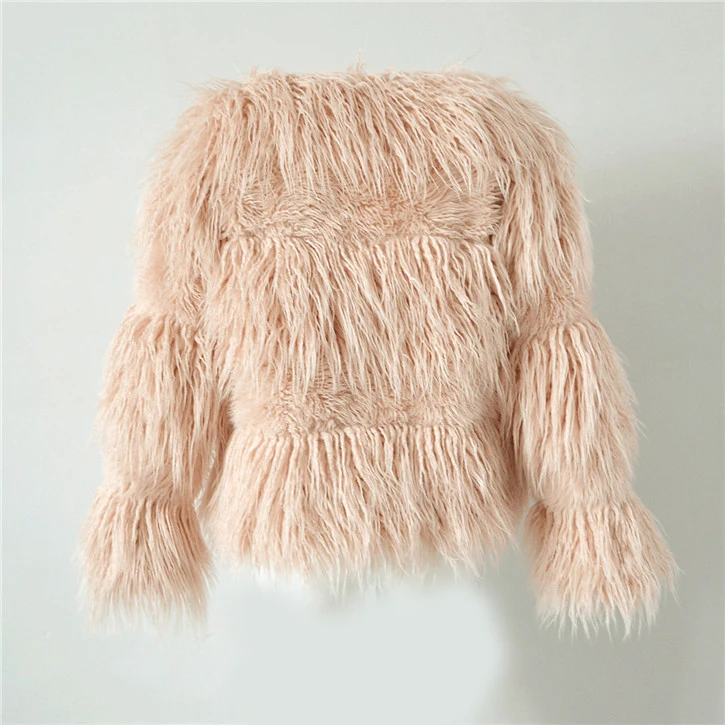 Fashion faux fur coat female European and American imitation rabbit fur fur coat cotton coat collar stand collar stripe (10)