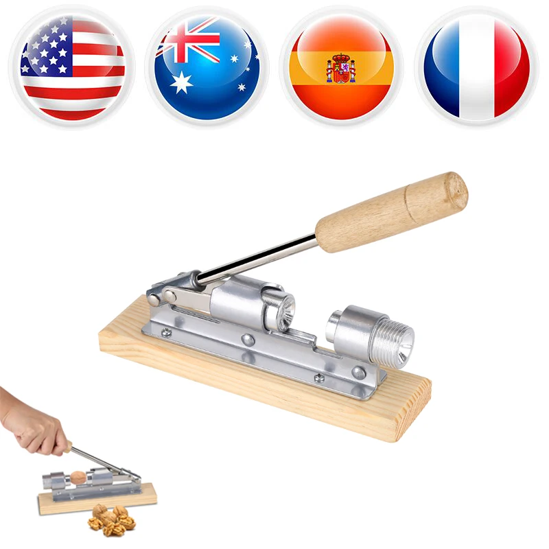 

Mechanical Walnut Cracker Nut Opener Kitchen Tools Desktop Wood Base & Handle Home Kitchen Gadgets