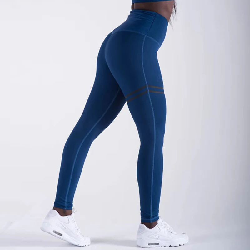 Activewear Высокая Талия Фитнес леггинсы Для женщин Брюки Модный пэчворк тренировки Леггинсы стрейч тонкий спортивной джеггинсы