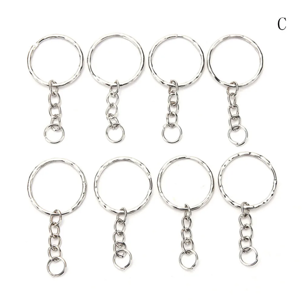 

100 Pcs/Set Keychain Key Ring Silvery Key Chains Stainless Alloy Circle DIY 25mm Keyrings Jewelry
