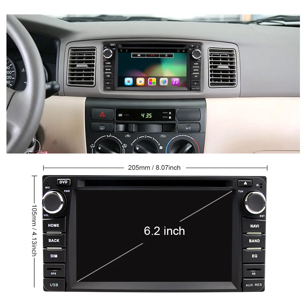 Top Eunavi 2 din Android 8.1 tda7851 car dvd radio player for Toyota Hilux VIOS Old Camry Prado RAV4 Prado 2003-2008 gps navi stereo 1