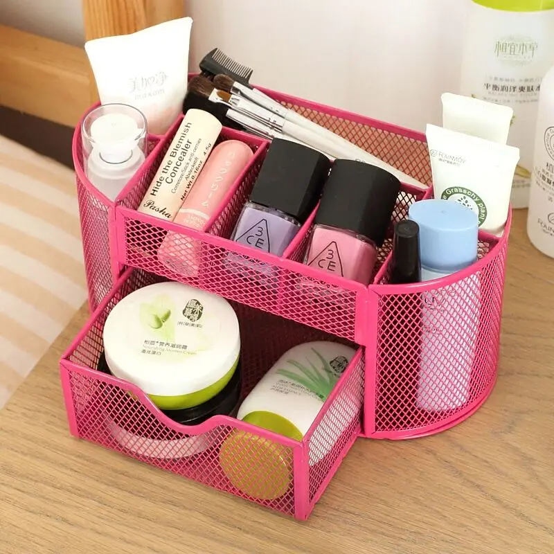 Billige Neue Metall Desktop Storage Box Veranstalter Schublade Stift Karte Büro Schreibwaren Halter Home Haus bad Schreibtisch Zakka Veranstalter 63791