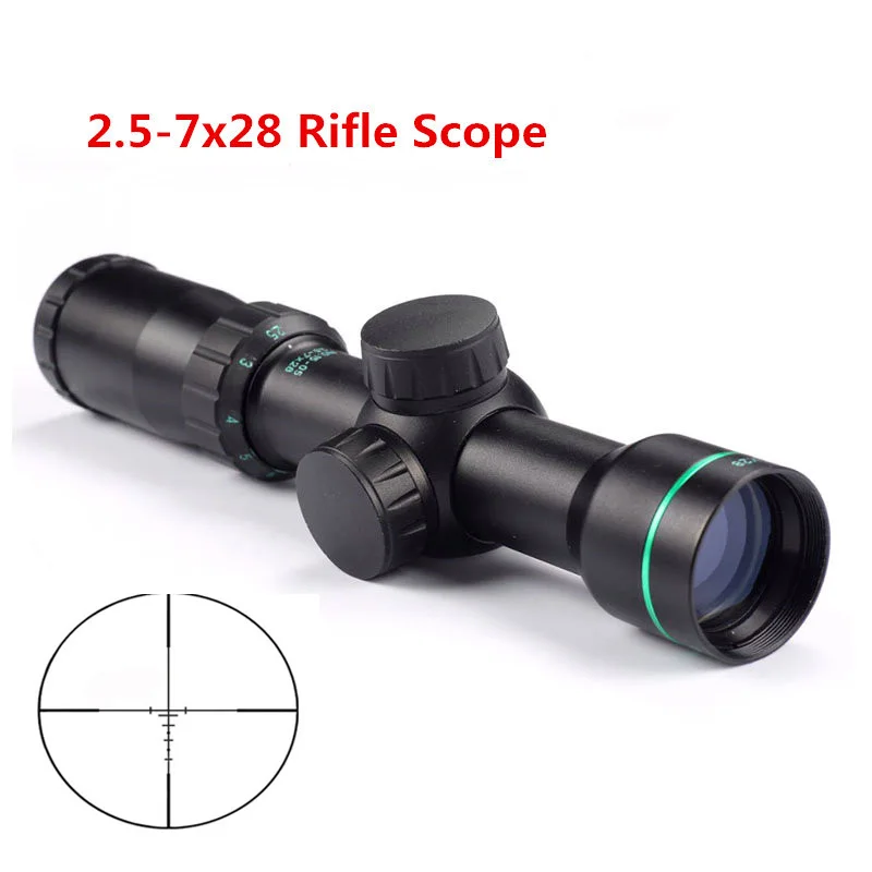 

Hot sale Hunting Tactical Optical Sight 2.5-7x28 Riflescope Reticle Optical Sight Air Rifle Scope Hunting Caza Airsoft