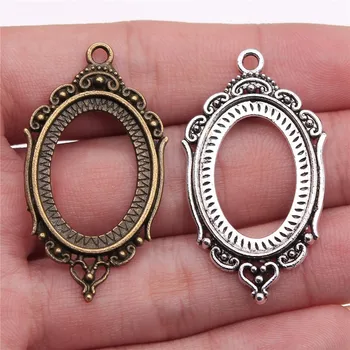 

5pcs 18x25mm Inner Size 42x24mm Outer Size Vintage Antique Bronze Antique Silver Color Hollow Oval Cameo Cabochon Base Setting