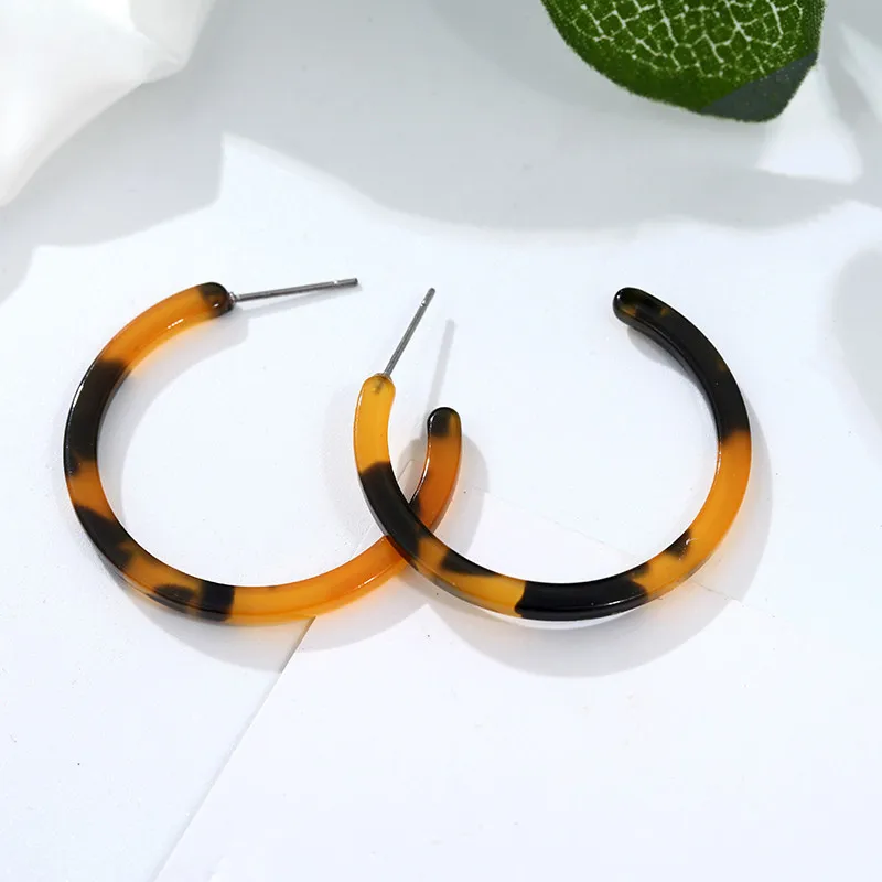 Персонализированные Акриловые серьги ацетат кислота маленькие простые серьги-кольца для женщин геометрический дизайн, округлый, круглый серьги корейские ювелирные изделия