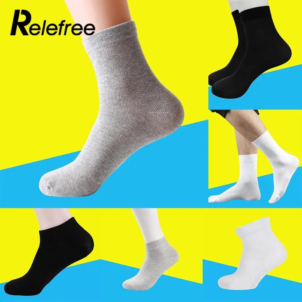 Relefree 1Pair High Quality polyester Men Socks Four seasons all