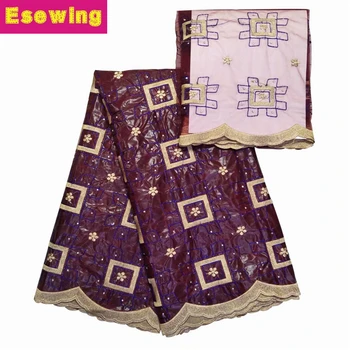 

Esewing Bazin riche getzner 2019 African bazin embroidered high quality nigerian bridal lace Jacquard fabric for wedding dress