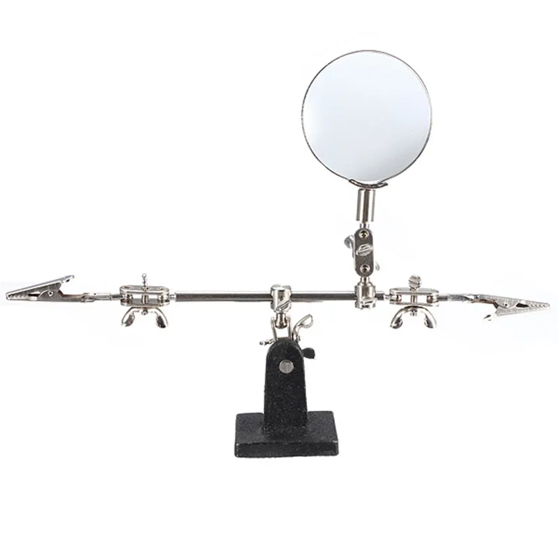 

Third Hand Soldering Iron Stand Magnifying Glass Helping Clamp Vise Clip Tool 2 Alligator Clips 360 Degree Rotating Adjustable