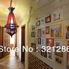 Подвесной светильник в стиле Марокко, подвесной светильник с фигурным стеклом для балкона, черный железный светильник