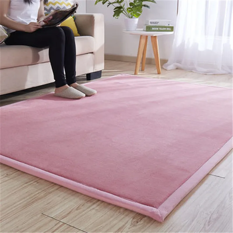 Thick coral fleece carpet tatami mat bedroom living room bay window rug ...