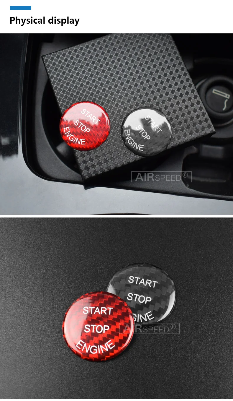 Airspeed for BMW E70 E71 F25 F26 F01 F20 F21 F30 F10 Carbon Fiber Car Engine Start Ignition Button Cover Stickers Interior Trim (5)