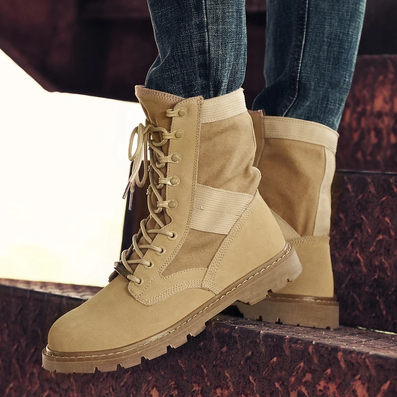 Günstige Mode herren stiefel military casual leder schuh herbst winter arbeit   sicherheit schuhe mann schwarz und braun armee cowboy stiefel für männer