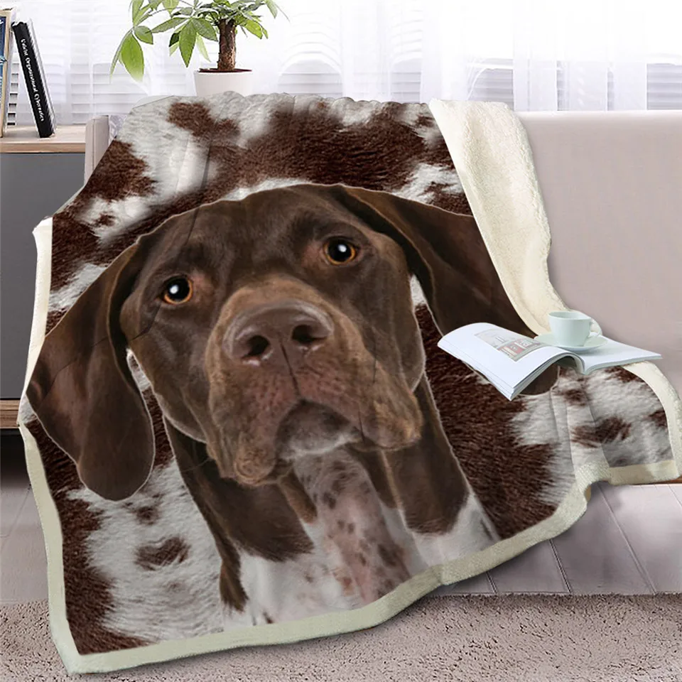 

3D Dog Sherpa Blanket on Beds Animal Fur Throw Blanket for Adults Brown Gray Bedding mantas para cama Dropshipping