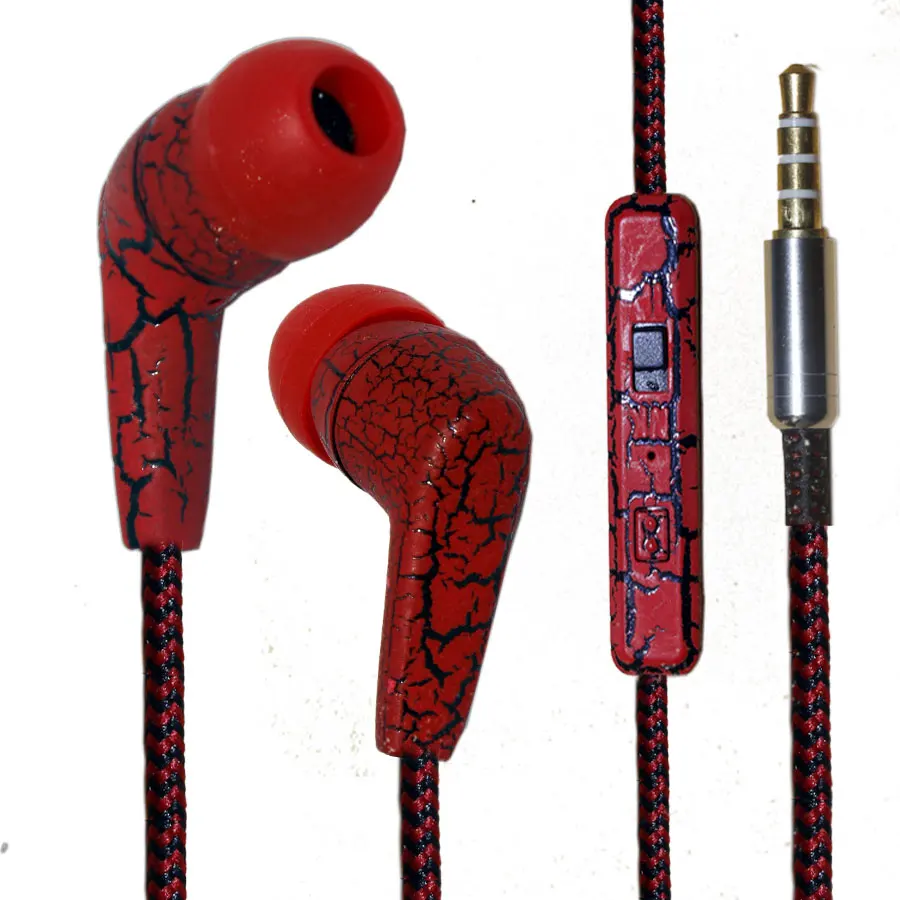 Crack Earphone Cloth Rope Earpieces Stereo Bass MP3 Music Headset with Micrphone for Cellphone MP3 MP4
