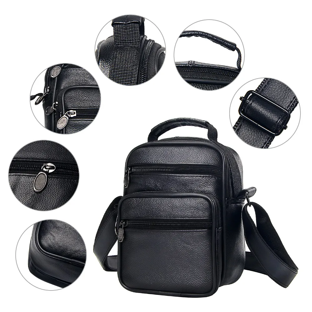  Mens Leather Small Messenger Bag Satchels Multifunctional Crossbody Shoulder Bag for Travel Casual  - 32907626082