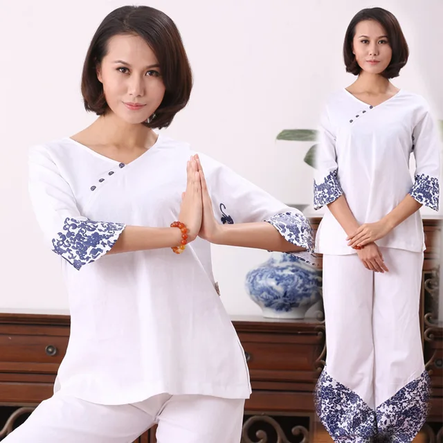 Indian Women Yoga Clothes Suit Cotton Linen Meditation Chinese ...