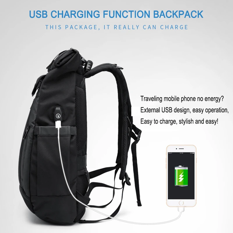 2019 OZUKO nueva multifunción hombres Mochila de carga USB portátil mochilas para Adolescente de moda Mochila de viaje impermeable Mochila