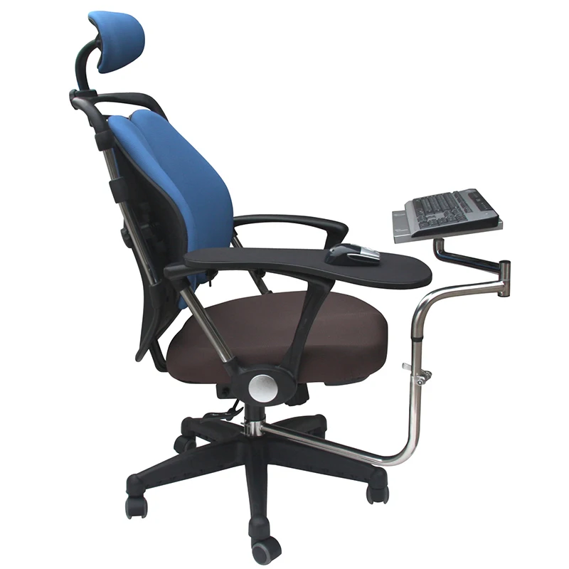  OK010 Full Motion Chair Shaft Clamp Keyboard Support + Chair Arm Clamp Elbow Wrist Support Mouse Pa