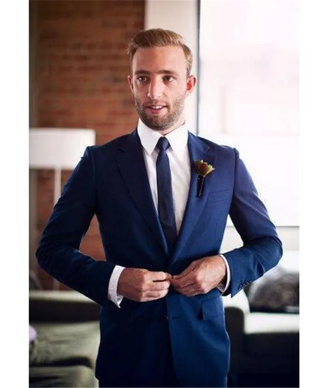 

Hot Selling Navy Custom Made Tuxedos Notch Lapel Men's Suits Prom Suits Groomsmen Mens Wedding Suits (Jacket+Pants+Tie)