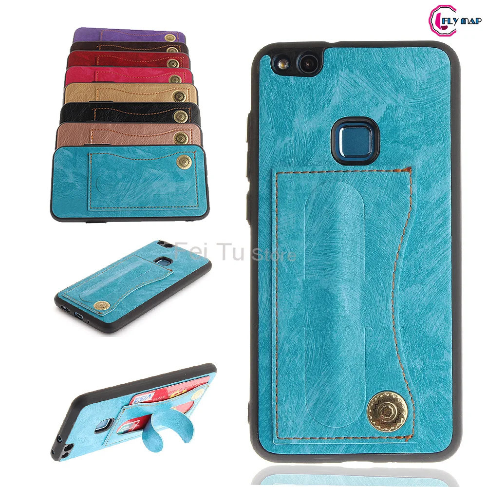 Fitted Case for Huawei Honor 8 Lite PRA-LX1 PRA-TL10 Bracket Card Holder Phone Leather Cover for Huawei Honor8 Lite PRA LX1 Case